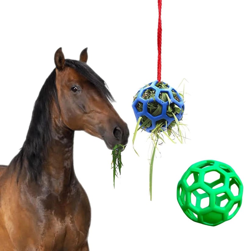 LinaLife 2 Pack 5.5inch Horse Treat Ball Hay Feeder Toy Ball Avoid Boredom Hanging for Goat Sheep Relieve Stress Horse - Image 1